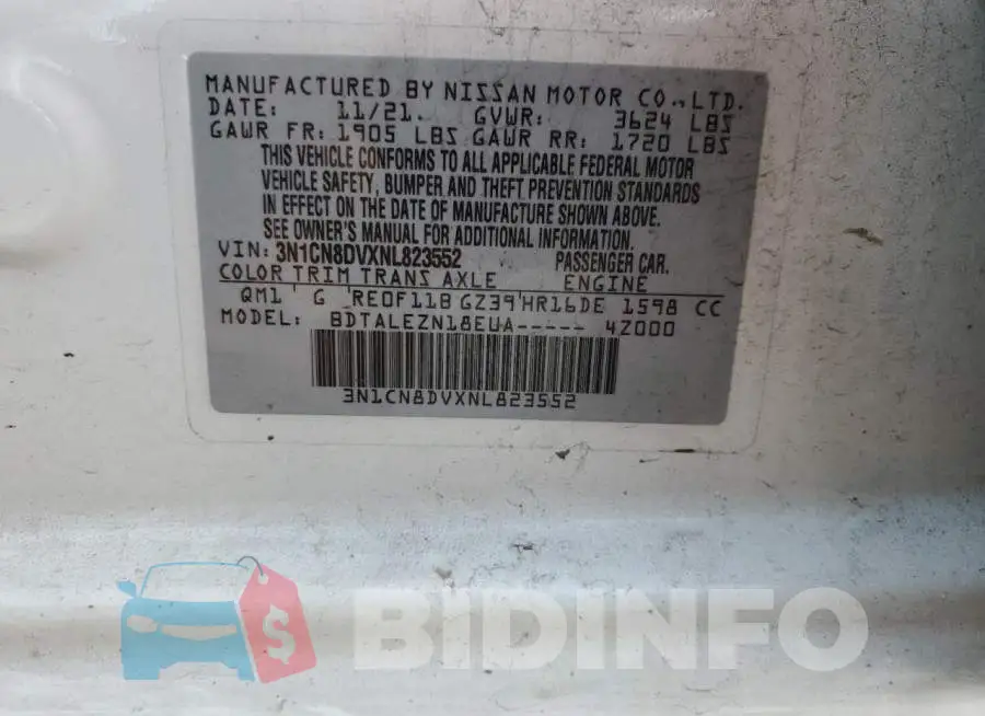 3N1CN8DVXNL823552 Photo# 13