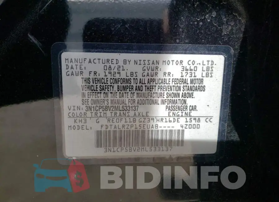 3N1CP5BV2ML533137 Photo# 13