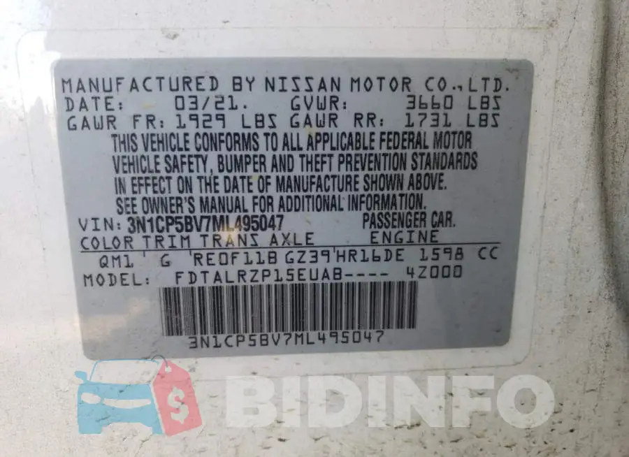 3N1CP5BV7ML495047 Photo# 13