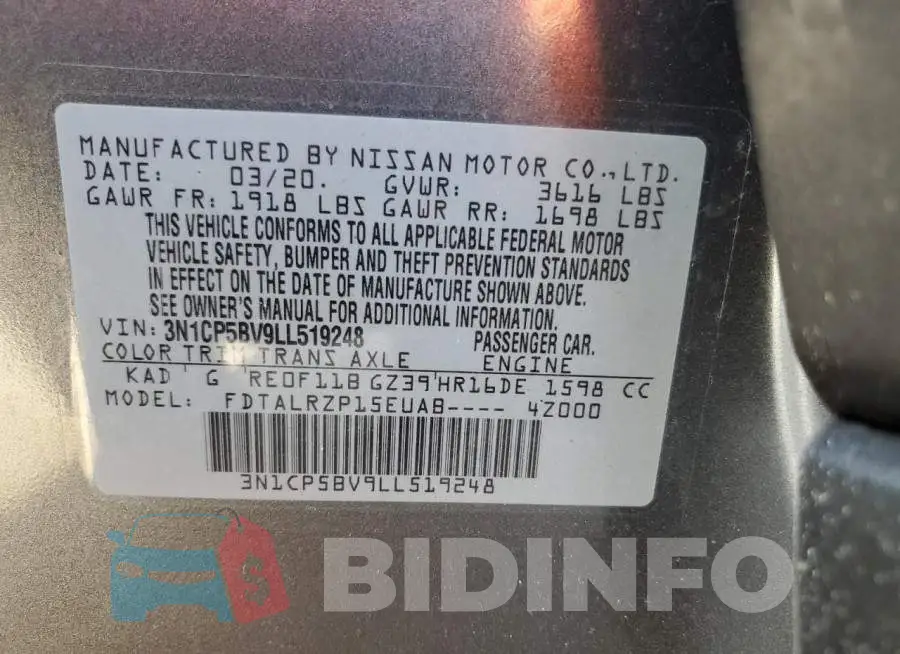3N1CP5BV9LL519248 Photo# 12