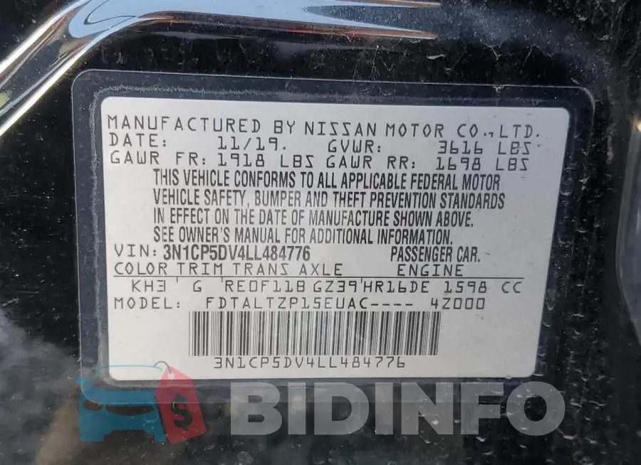 3N1CP5DV4LL484776 Photo# 12