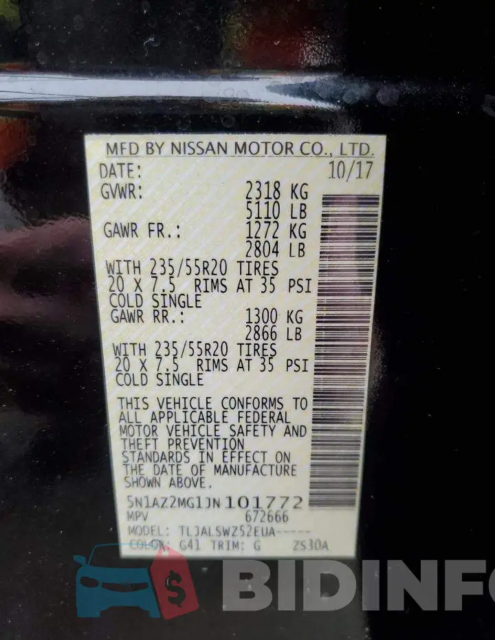 5N1AZ2MG1JN101772 Photo# 12
