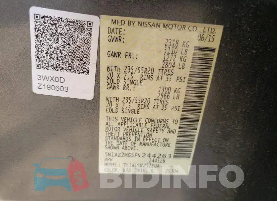 5N1AZ2MG5FN244263 Photo# 13