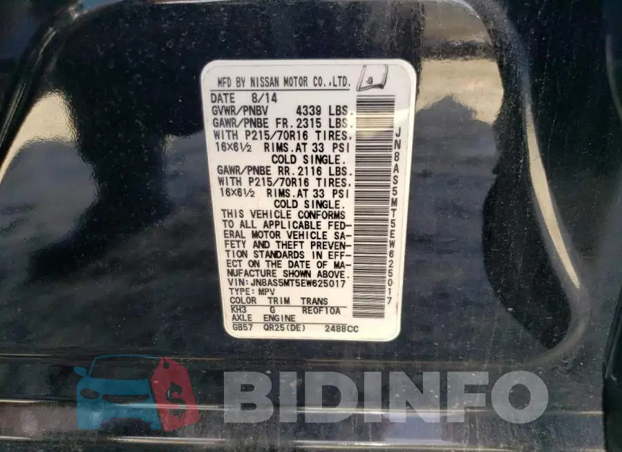 JN8AS5MT5EW625017 Photo# 13