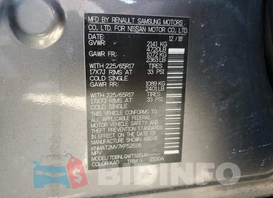 KNMAT2MV7KP526116 Photo# 14