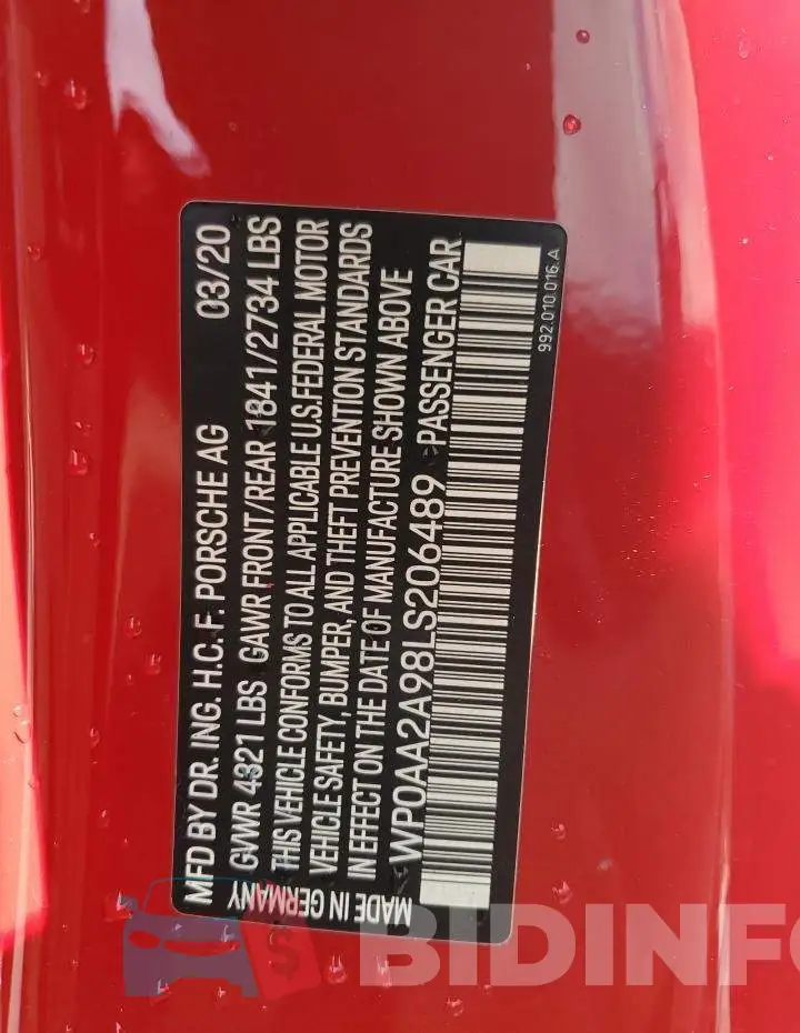 WP0AA2A98LS206489 Photo# 12