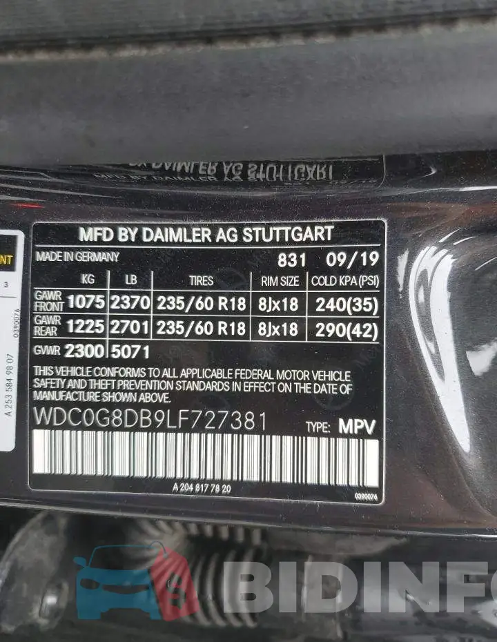 WDC0G8DB9LF727381 Photo# 13