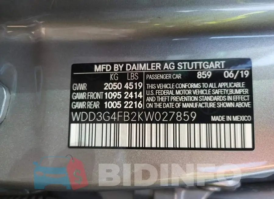 WDD3G4FB2KW027859 Photo# 12