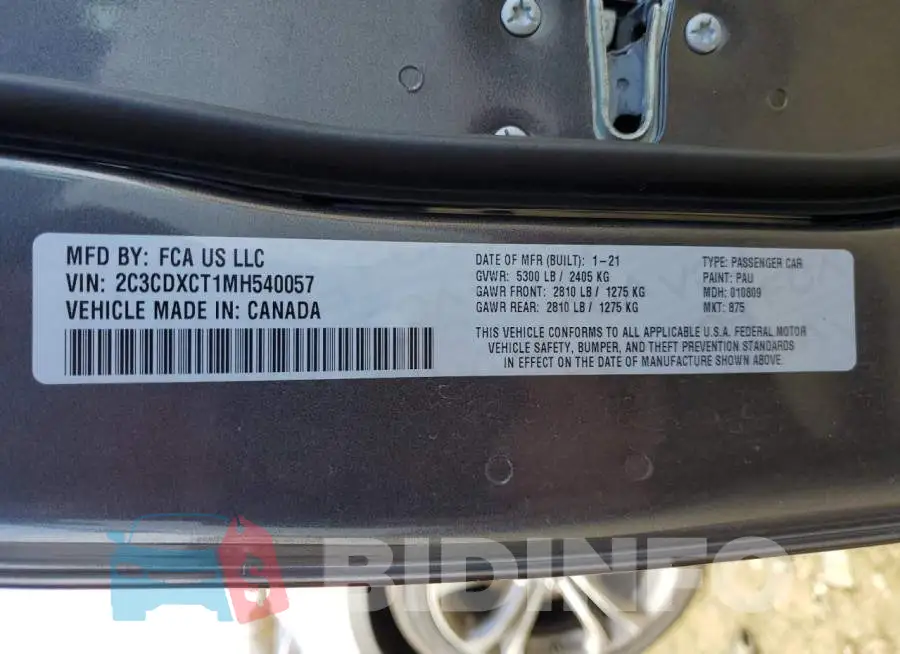 2C3CDXCT1MH540057 Photo# 12