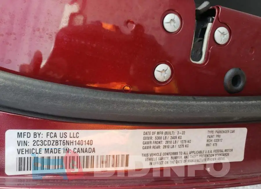 2C3CDZBT6NH140140 Photo# 13