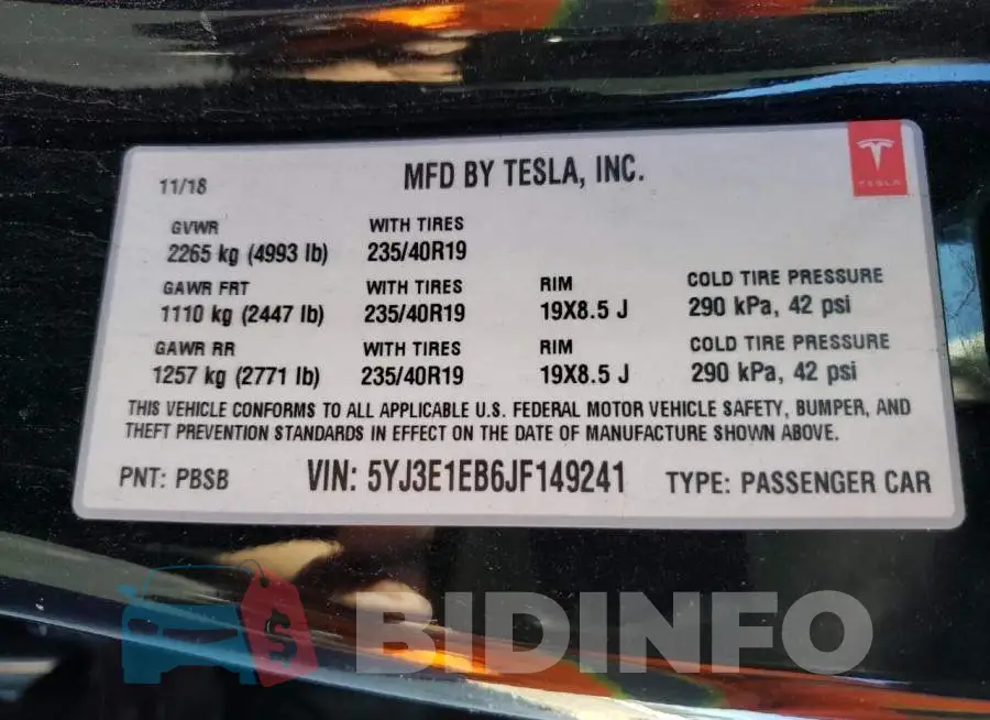 5YJ3E1EB6JF149241 Photo# 12