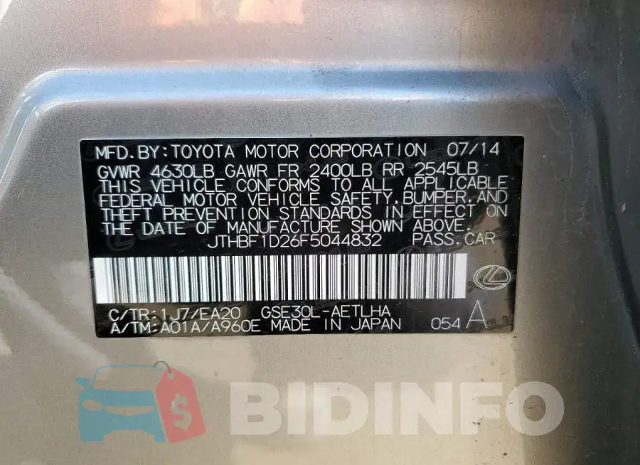 JTHBF1D26F5044832 Photo# 12