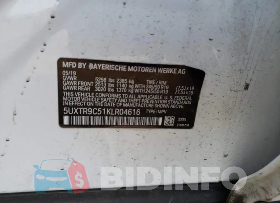 5UXTR9C51KLR04616 Photo# 13