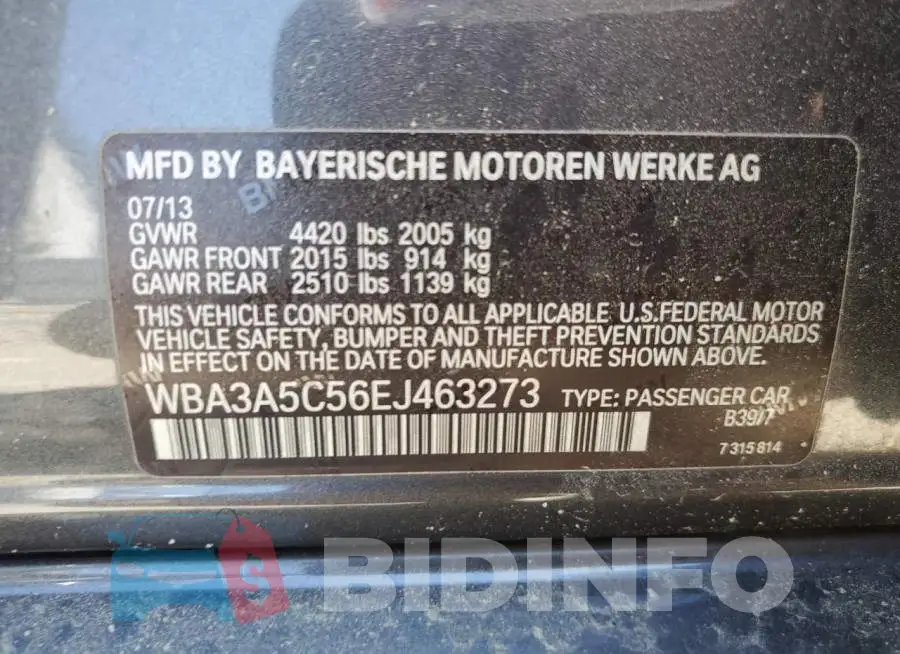 WBA3A5C56EJ463273 Photo# 12