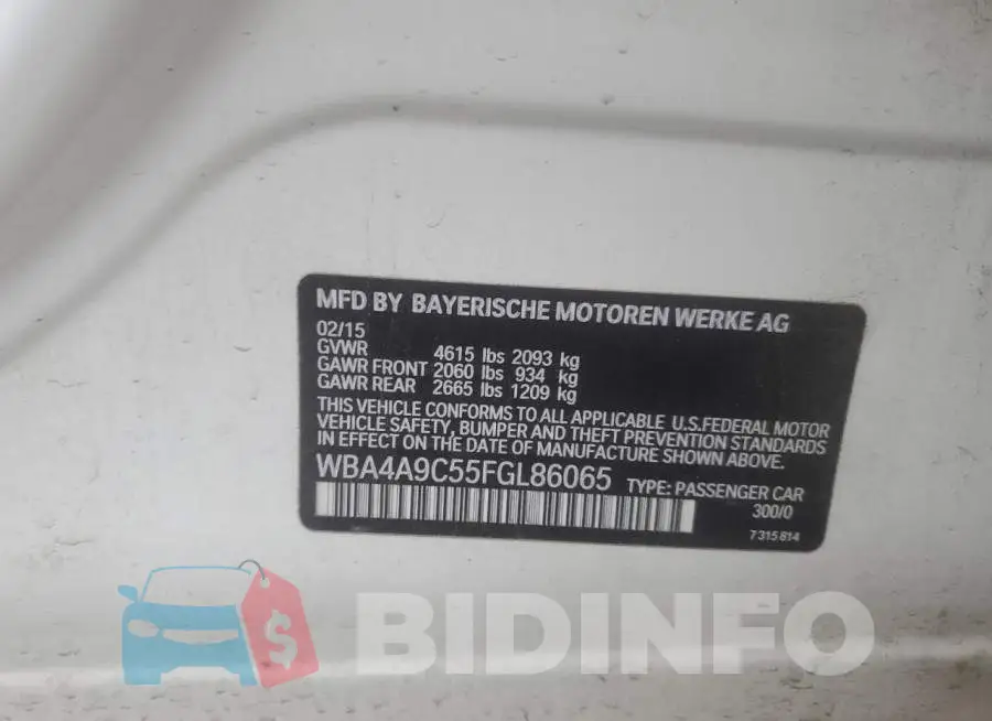 WBA4A9C55FGL86065 Photo# 12