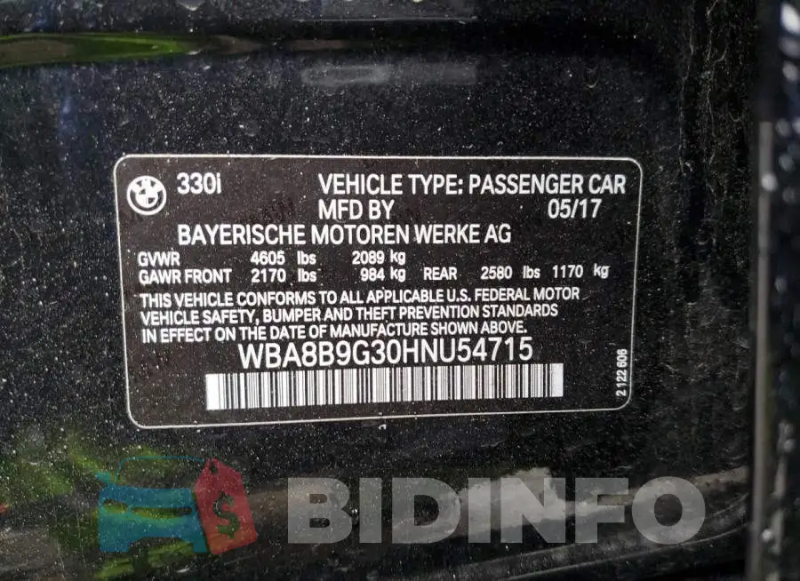 WBA8B9G30HNU54715 Photo# 12