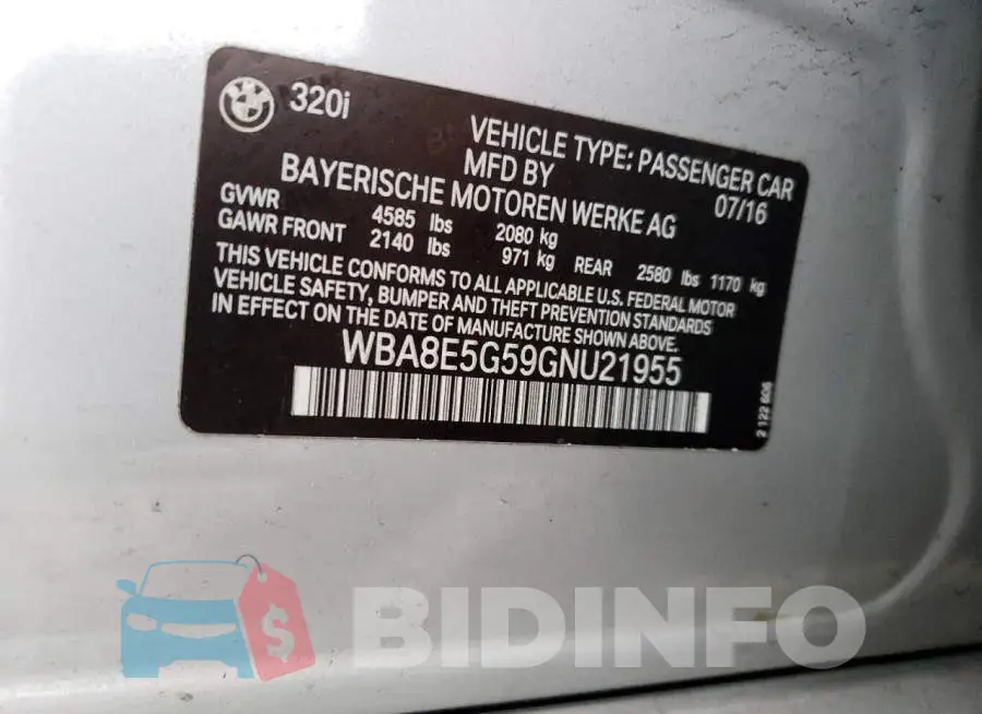WBA8E5G59GNU21955 Photo# 12