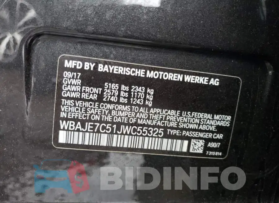 WBAJE7C51JWC55325 Photo# 12