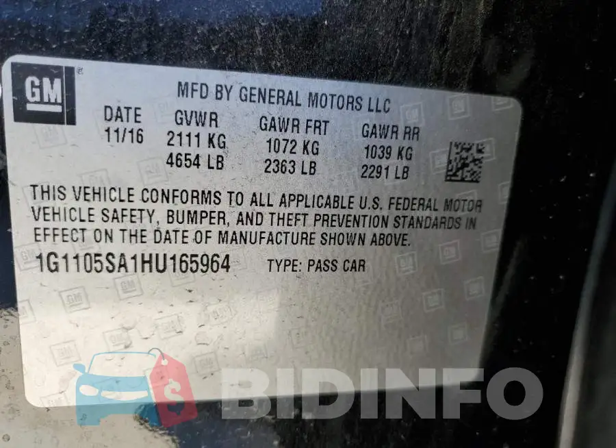 1G1105SA1HU165964 Photo# 12