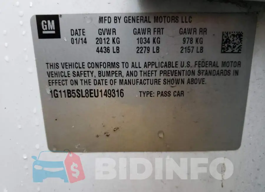 1G11B5SL8EU149316 Photo# 12