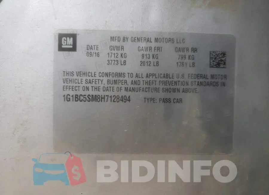 1G1BC5SM8H7128494 Photo# 13