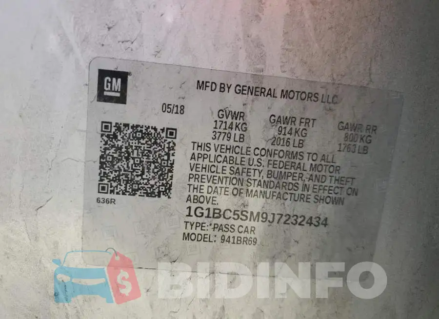1G1BC5SM9J7232434 Photo# 12