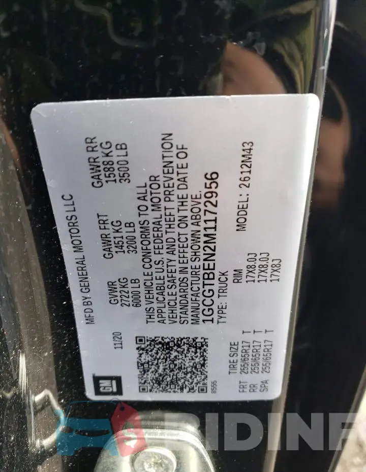 1GCGTBEN2M1172956 Photo# 12