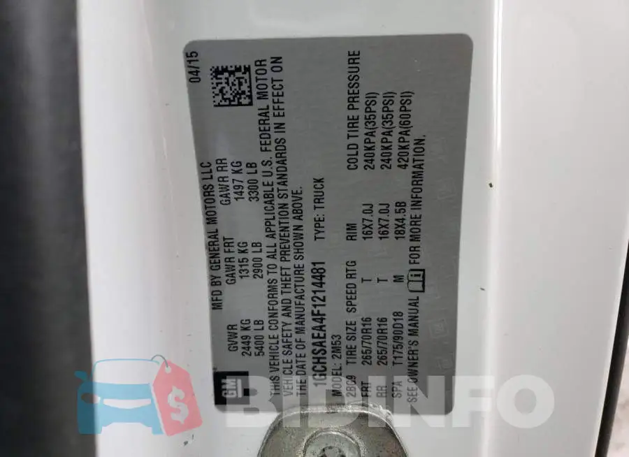 1GCHSAEA4F1214481 Photo# 12