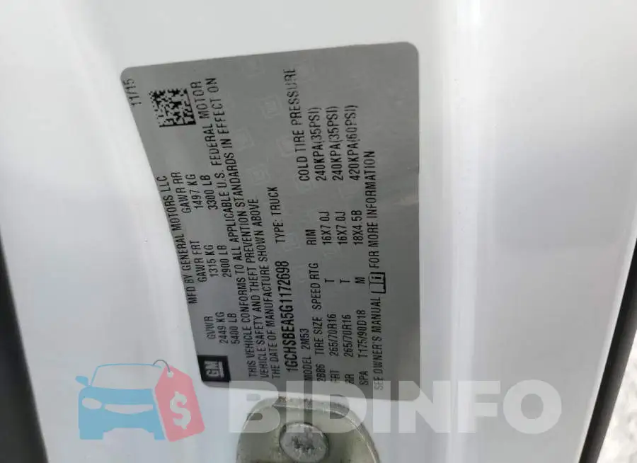 1GCHSBEA5G1172698 Photo# 13
