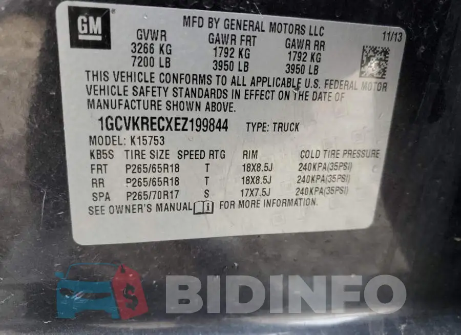1GCVKRECXEZ199844 Photo# 13