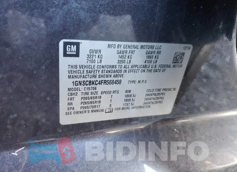 1GNSCBKC4FR568458 Photo# 14