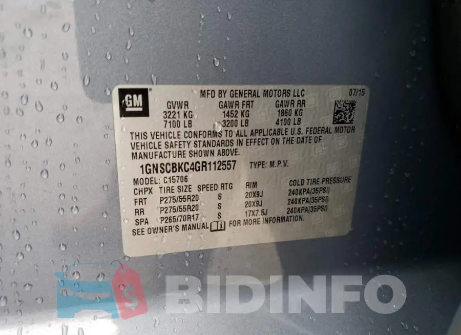 1GNSCBKC4GR112557 Photo# 14