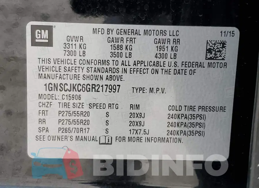1GNSCJKC6GR217997 Photo# 14