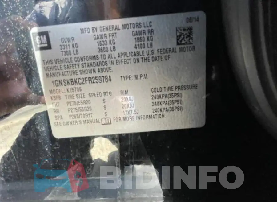 1GNSKBKC2FR259784 Photo# 10