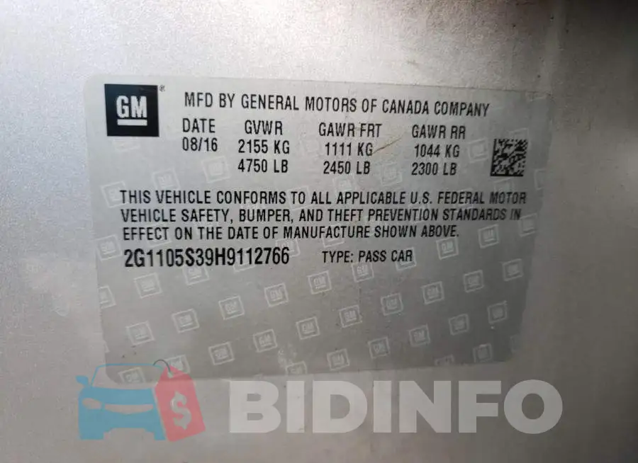 2G1105S39H9112766 Photo# 12