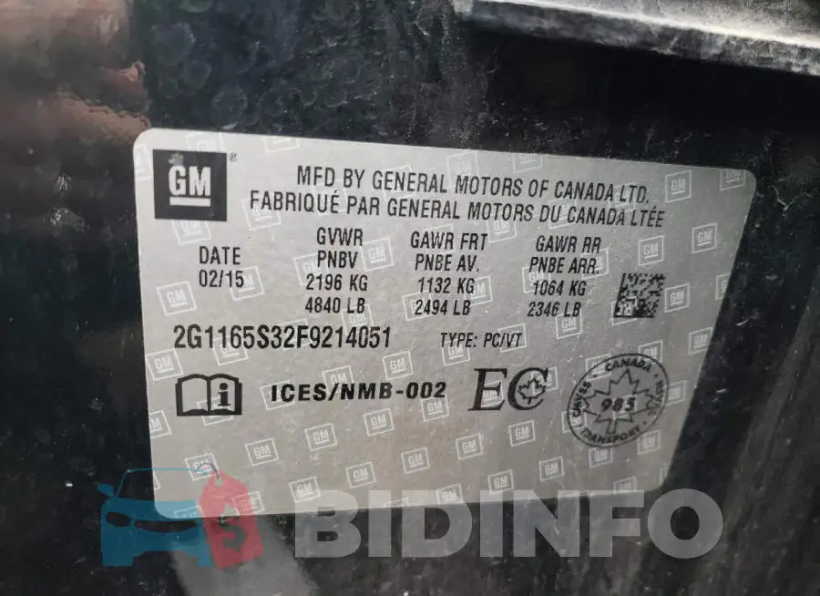 2G1165S32F9214051 Photo# 12