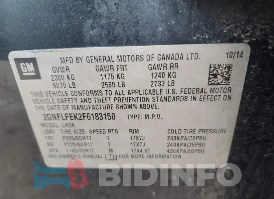 2GNFLFEK2F6183150 Photo# 14