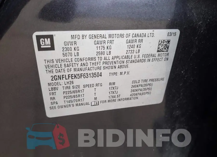 2GNFLFEK5F6313504 Photo# 13