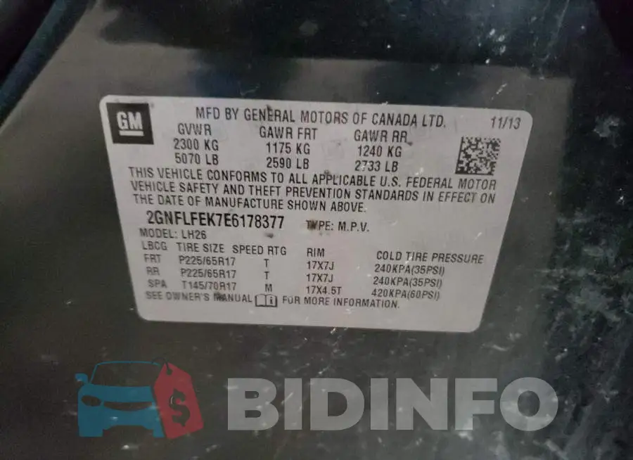 2GNFLFEK7E6178377 Photo# 10