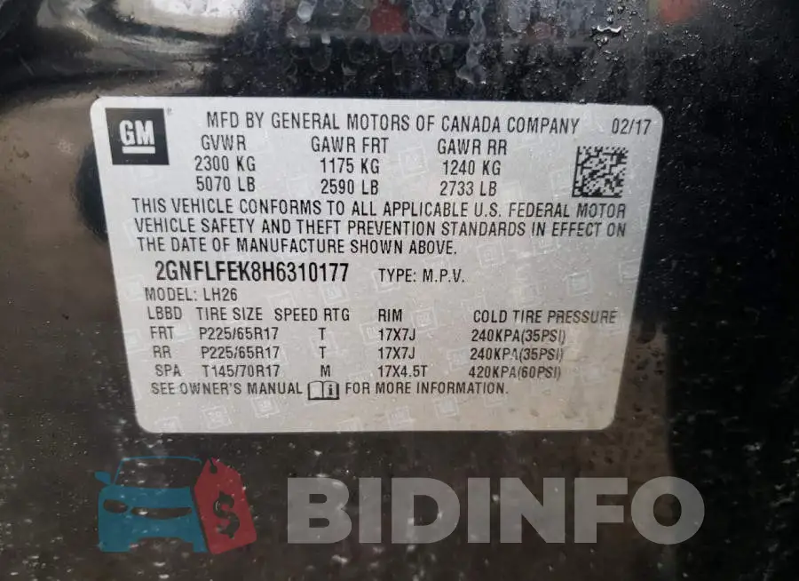 2GNFLFEK8H6310177 Photo# 13