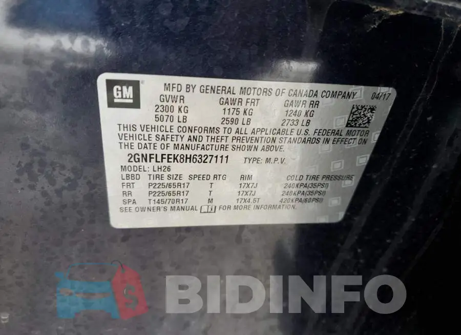 2GNFLFEK8H6327111 Photo# 13