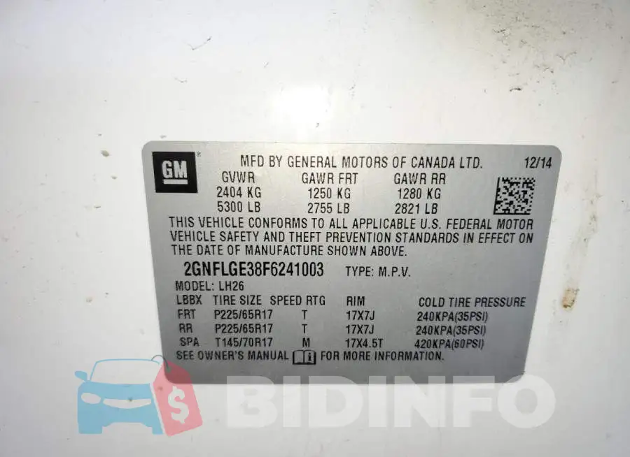 2GNFLGE38F6241003 Photo# 13