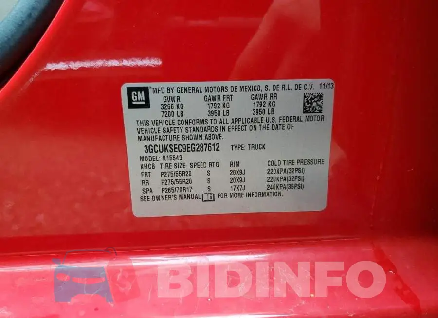 3GCUKSEC9EG287612 Photo# 12