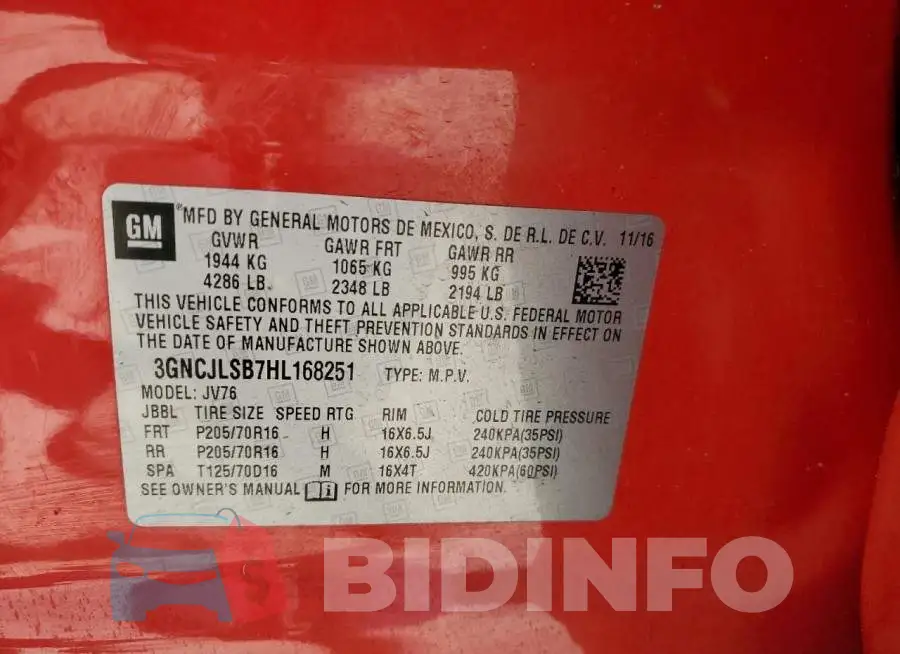 3GNCJLSB7HL168251 Photo# 13