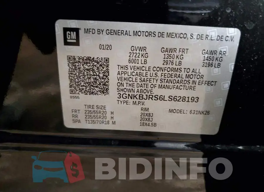 3GNKBJRS6LS628193 Photo# 13