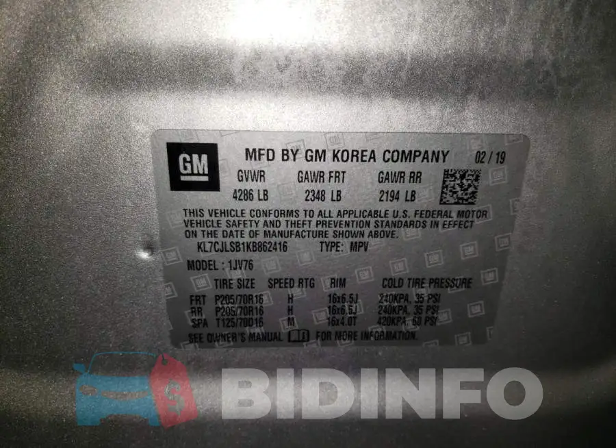 KL7CJLSB1KB862416 Photo# 13