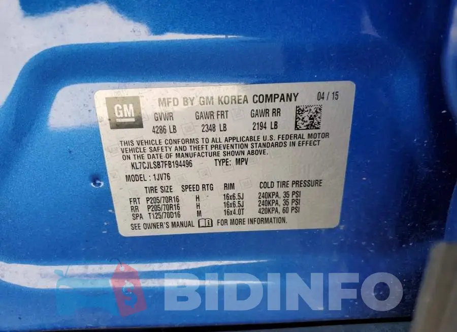 KL7CJLSB7FB194496 Photo# 12