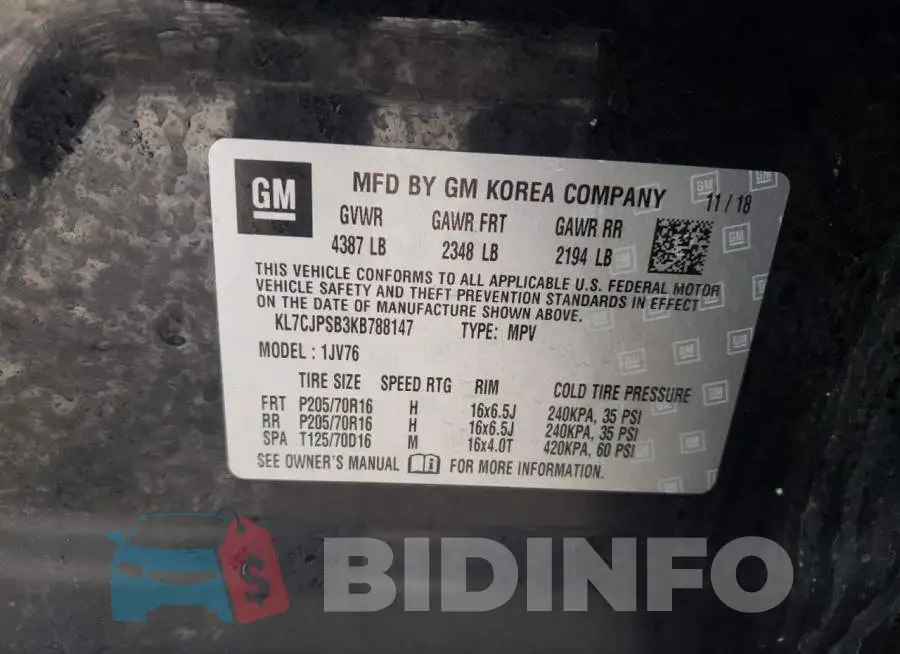 KL7CJPSB3KB788147 Photo# 13