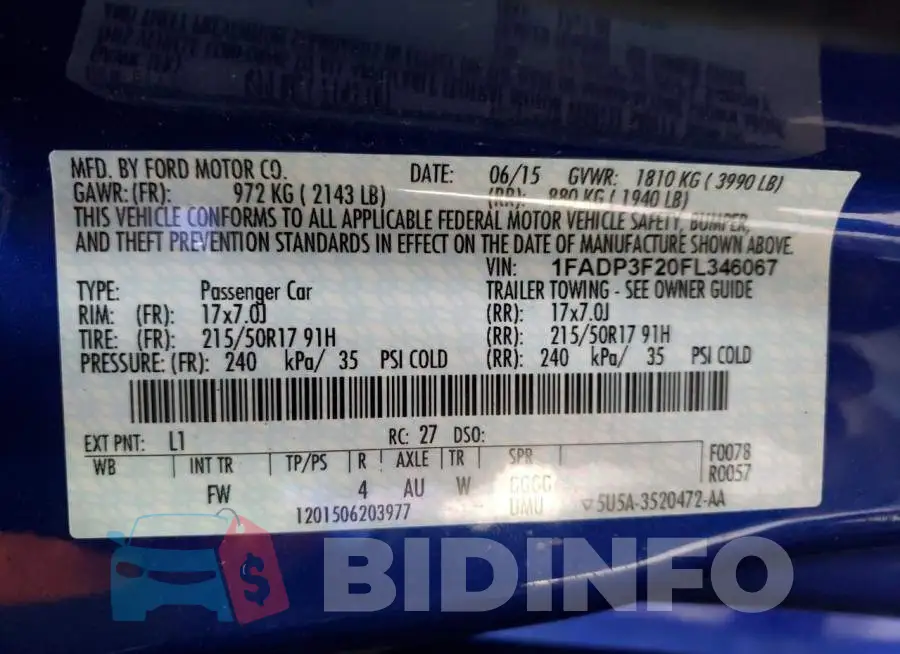 1FADP3F20FL346067 Photo# 12