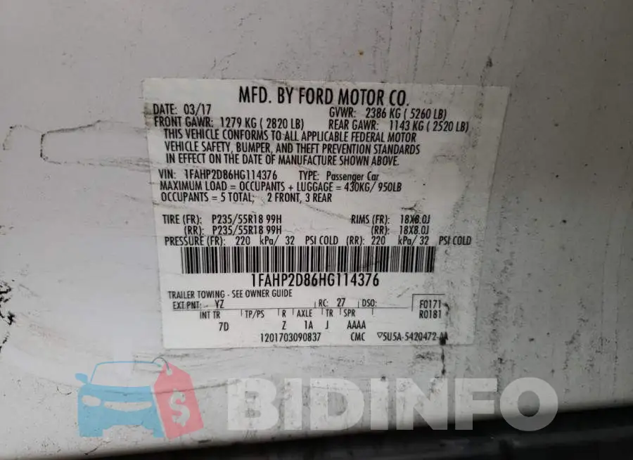 1FAHP2D86HG114376 Photo# 12